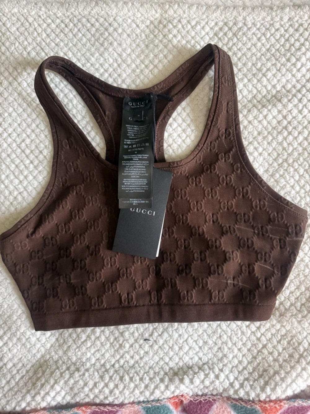 Gucci Chocolate GG Jacquard Racerback Bralette